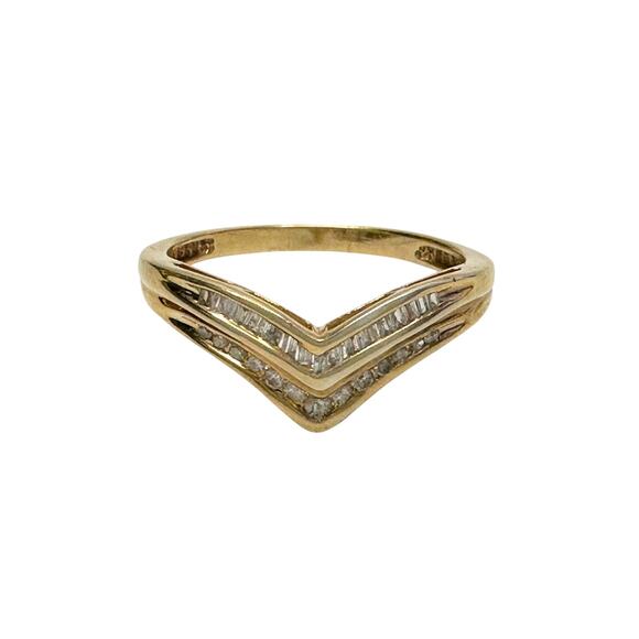 Beautiful 2 Row Chevron Style 1/4 Carat Natural Diamond Baguette Ring - Size 7 - Picture 14 of 17